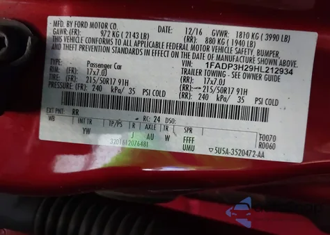 2017 Ford Focus Sel from USA, damaged, VIN 1FADP3H29HL212934